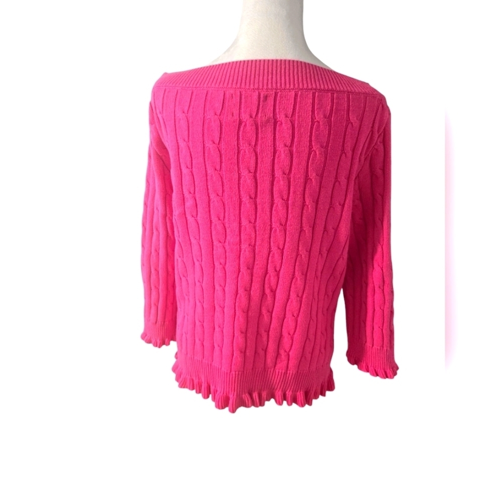 American Living cable knit boatneck quarter sleeve cotton sweater size large - Picture 5 of 5